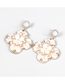 Fashion White Alloy Inlaid Pearl Flower Stud Earrings