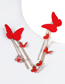 Fashion Red Alloy Resin Flannel Butterfly Earrings