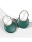 Fashion Brown Alloy Inlaid Pearl Artificial Leather Round Earrings