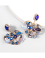 Fashion Blue Alloy Diamond Heart Hollow Stud Earrings