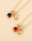 Fashion Navy Blue Copper Inlaid Zirconium Letter Necklace For Girls