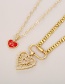Fashion Pink Copper Inlaid Zirconium Thick Chain Love Heart Eye Letters Paper Clip Necklace