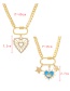 Fashion Gold Copper Inlaid Zirconium Thick Chain Love Heart Clip Necklace