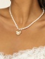 Fashion Gold Alloy Pearl Beaded Love Necklace