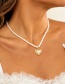 Fashion Gold Alloy Pearl Beaded Love Necklace