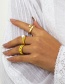 Fashion Gold Metal Strap Chain Pearl Open Ring Set