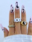 Fashion Mixed Color Three-piece Suit Alloy Dripping Oil Checkerboard Tai Chi Ring Set