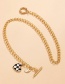 Fashion Two Gold Alloy Oil Drop Checkerboard Love Necklace
