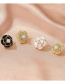 Fashion Black Flowers Alloy Diamond-studded Camellia Earrings