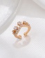 Fashion Gold Copper Inlaid Zirconium Crown C-shaped Earrings