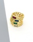 Fashion Red Square Hollow Ring Alloy Inlaid Square Crystal Geometric Ring