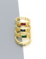 Fashion White Square Hollow Ring Alloy Inlaid Square Crystal Geometric Ring