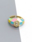 Fashion Color Grid Alloy Inlaid Zirconium Geometric Diamond Open Ring