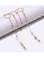 Fashion Gold Metal Geometric Ring Clip Bead Glasses Chain