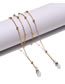 Fashion White K Metal Geometric Clip Bead Glasses Chain