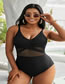 Fashion Black Polyester Mesh One-piece Swimsuit