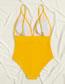 Fashion Yellow Polyester Sling One-piece Swimsuit