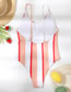 Fashion Pink Polyester Striped One-piece Swimsuit