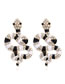 Fashion Black And White Alloy Oil Drop Diamond Serpentine Earrings