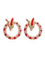Fashion Red Alloy Diamond-studded Oil Drop Snake-shaped Earrings
