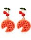 Fashion Color Mixing Alloy Paint Pizza Dripping Cherry Earrings