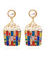 Fashion Color Mixing Alloy Diamond Popcorn Pearl Stud Earrings
