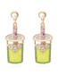 Fashion Color Mixing Alloy Oil Drop Diamond Cartoon Milk Tea Cup Earrings