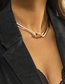 Fashion White K Metal Chain Double Knot Twisted Necklace