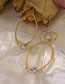 Fashion Pair Of Gold Color Earrings Titanium Steel Inlaid Zirconium Geometric Earrings