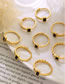 Fashion Gold Coloren Ring Titanium Steel Gold-plated Black Shell Geometric Ring