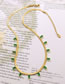 Fashion X Green Zircon Steel Necklace-40+5cm Titanium Steel Blade Chain Tassel Inlaid Zirconium Necklace