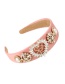 Fashion Pink Fabric Diamond-encrusted Love Letter Headband