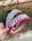 Fashion White+pink Fabric Diamond-studded Water Drop Headband
