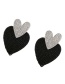 Fashion Black Alloy Diamond Heart Beaded Stud Earrings