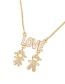 Fashion White Copper Inlaid Zircon Drop Oil Letters Boy And Girl Necklace