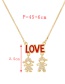 Fashion Red Copper Inlaid Zircon Drop Oil Letter Boy And Girl Necklace