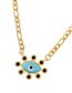 Fashion Royal Blue Copper Inlaid Zircon Oil Drip Eye Necklace