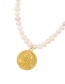Fashion Golden-2 Titanium Steel Pearl Round Portrait Necklace