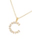 Fashion Golden-3 Copper Inlaid Zircon Letter C Necklace
