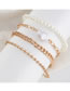 Fashion Gold Color Metal Geometric Chain Pearl Beaded Bracelet Set