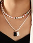 Fashion Black And White Pearl Rice Bead Beaded Bear Double Necklace