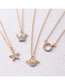 Fashion Gold Color Metal Diamond Crown Star Ring Necklace Set