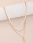 Fashion Little Bear Metallic Geometric Pearl Beaded Bear Multilayer Necklace