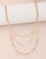 Fashion Gold Color Geometric Pearl Stitching Chain Multi-layer Necklace