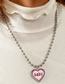 Fashion Blue Alloy Drop Oil Letter Love Heart Bead Chain Necklace