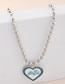 Fashion Blue Alloy Drop Oil Letter Love Heart Bead Chain Necklace