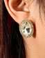 Fashion Black Alloy Oval Crystal Stud Earrings