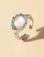 Fashion Silver Color Metal Geometric Cat Eye Round Ring