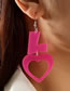 Fashion Rose Red Acrylic Letter Asymmetric Earrings