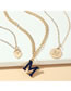Fashion Gold Color Metal Letter Round Card Love Multi-layer Necklace